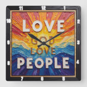 Love God Love People Artwork Quadratische Wanduhr (Vorderseite)