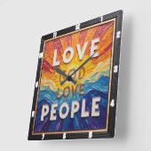 Love God Love People Artwork Quadratische Wanduhr (Winkel)