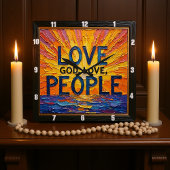Love God, Love People Artwork Quadratische Wanduhr