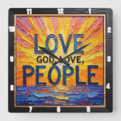 Love God, Love People Artwork Quadratische Wanduhr (Vorderseite)