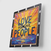 Love God, Love People Artwork Quadratische Wanduhr (Winkel)