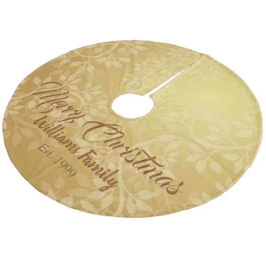 Love Gold Leaf Weindesign Fleece Weihnachtsbaumdecke (Schrägansicht)