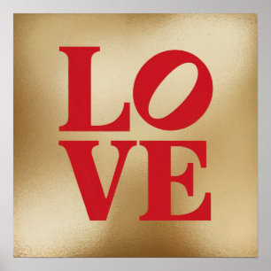 LOVE Gold Typografie Untersetzer Set Poster