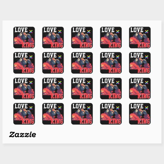 LOVE × GORILLA - Custom Quadratischer Aufkleber (Blatt)