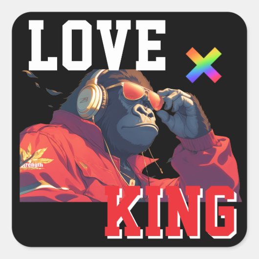 LOVE × GORILLA - Custom Quadratischer Aufkleber (Vorderseite)