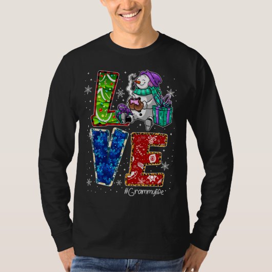 Love Grammy Life Snowman Leopard Thanksgiving gram T-Shirt (Vorderseite)