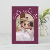 Love & Gratitude Minimal Wedding Photo Cranberry Dankeskarte (Stehend Vorderseite)