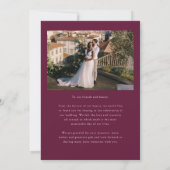 Love & Gratitude Minimal Wedding Photo Cranberry Dankeskarte (Rückseite)