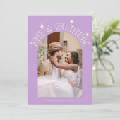 Love & Gratitude Minimal Wedding Photo Wisteria Dankeskarte (Stehend Vorderseite)