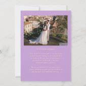 Love & Gratitude Minimal Wedding Photo Wisteria Dankeskarte (Rückseite)