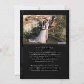 Love & Gratitude Minimalist Wedding Photo Black Dankeskarte (Rückseite)