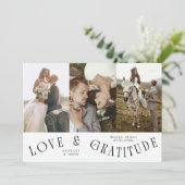 Love & Gratitude White Multi Wedding Photo Dankeskarte (Stehend Vorderseite)