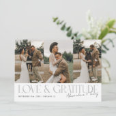 Love & Gratitude White Wedding Multi Photo   Dankeskarte (Stehend Vorderseite)