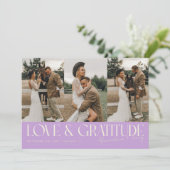 Love & Gratitude Wisteria Wedding Multi Photo Dankeskarte (Stehend Vorderseite)