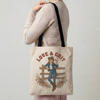 Love & Grit Western Tote Bag Cowgirl Gift Boho Bag Tasche