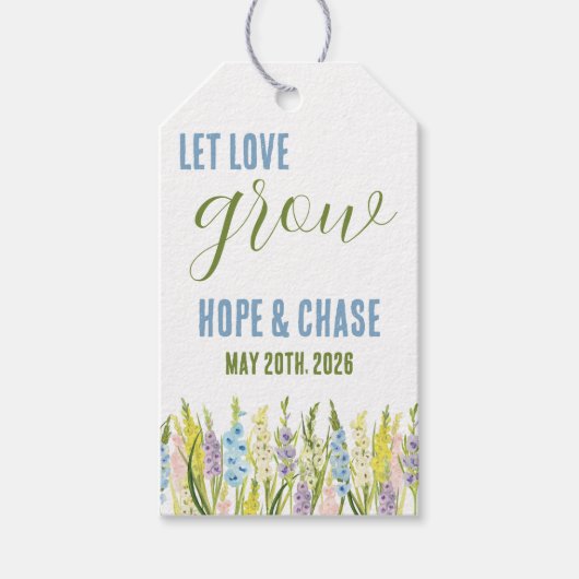 Love Grow, personalisierte Gladiolus Gzugunsten Geschenkanhänger (Vorderseite)