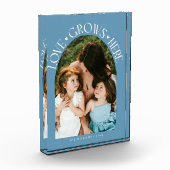 Love Grows Here Modern Arch Denim Blue Fotoblock (Links)