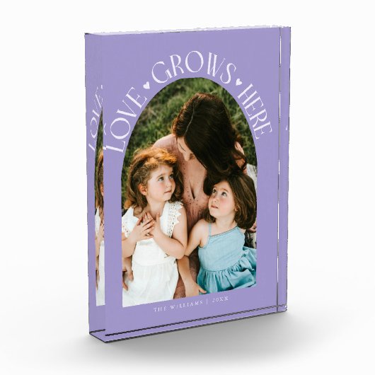 Love Grows Here Modern Arch Lilac Fotoblock (Links)