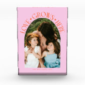 Love Grows Here Modern Arch Orange Pink Fotoblock (Vorderseite)