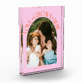 Love Grows Here Modern Arch Orange Pink Fotoblock (Links)