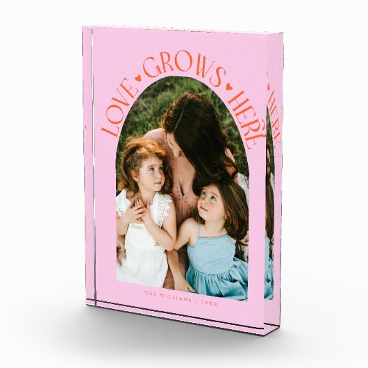 Love Grows Here Modern Arch Orange Pink Fotoblock (Rechts)