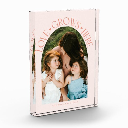 Love Grows Here Modern Arch Peach Fotoblock (Links)