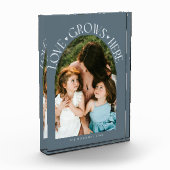 Love Grows Here Modern Arch Slate Blue Fotoblock (Links)