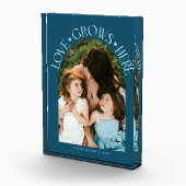 Love Grows Here Moderne Teal-Bogenform Fotoblock (Rechts)
