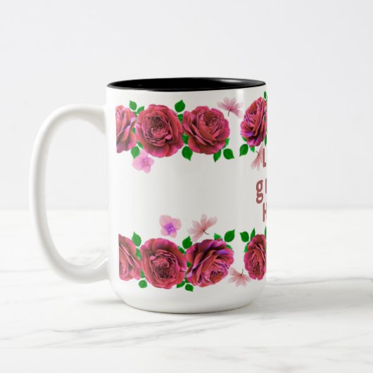 Love Grows Here theme mug for coffee or tea Zweifarbige Tasse (Links)