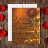 Love Grows Romantic Red Rose Gold Gears Einladung