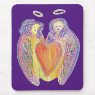 Love Guardian Angel Heart Art Mousepads