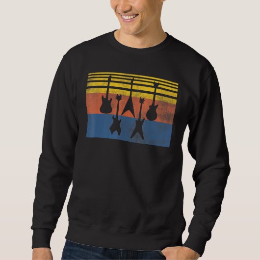 Love Guitar Different Guitars Retro Guitar Player Sweatshirt (Vorderseite)