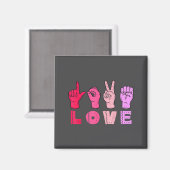 Love Hand Sign Language Asl Valentines Day Men Wom Magnet (Vorderseite/Rückseite)