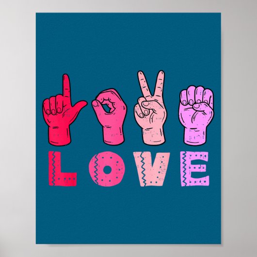 Love Hand Sign Language Asl Valentines Day Men Wom Poster (Vorne)