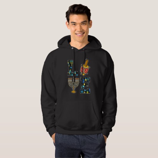 LOVE Hanukkah Decorations Dreidel Menorah Chanuka Hoodie (Vorne ganz)