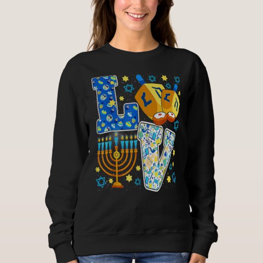 LOVE Hanukkah Decorations Dreidel Menorah Chanukah Sweatshirt (Vorderseite)