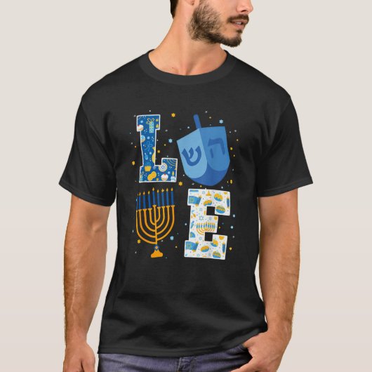 LOVE Hanukkah Decorations Dreidel Menorah Chanukah T-Shirt (Vorderseite)
