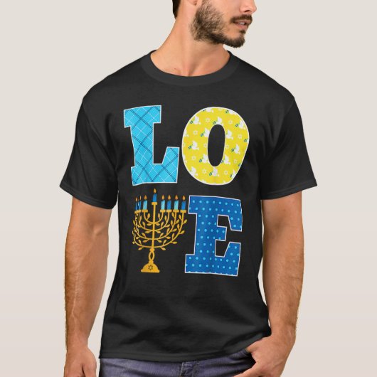 LOVE Hanukkah Decorations Dreidel Menorah Chanukah T-Shirt (Vorderseite)