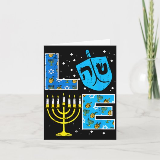 Love Hanukkah Dreidel Menorah Jewish Chanukah Men Karte (Vorderseite)