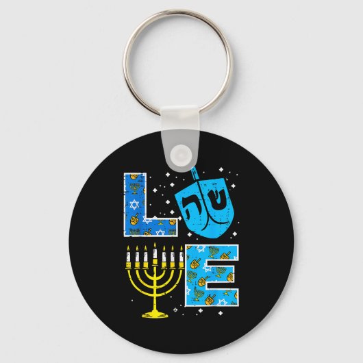 Love Hanukkah Dreidel Menorah Jewish Chanukah Men Schlüsselanhänger (Vorderseite)