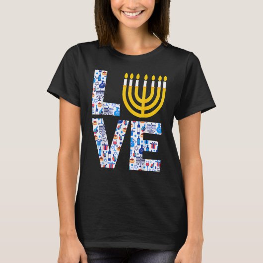 Love Hanukkah Menorah Jewish Pajama For Men Women T-Shirt (Vorderseite)