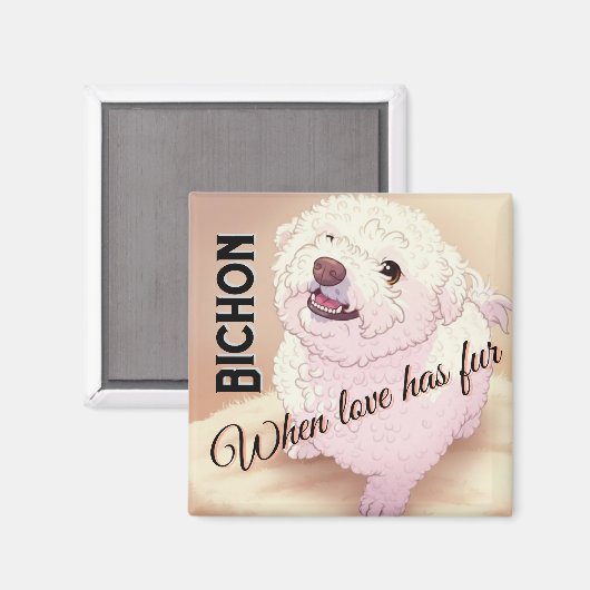 Love has Fur Bichon  Magnet (Vorderseite/Rückseite)