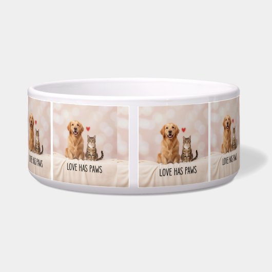 Love Has Paws | Custom Ceramic Pet Bowl with Dog a Napf (Rückseite)