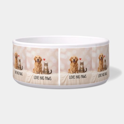 Love Has Paws | Custom Ceramic Pet Bowl with Dog a Napf (Vorderseite)