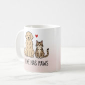 Love Has Paws | Cute Minimalist Dog and Cat Illust Kaffeetasse (Vorderseite Links)