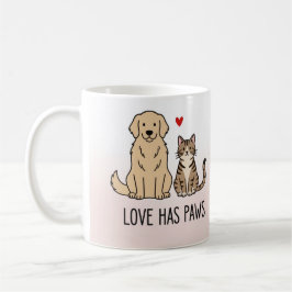 Love Has Paws | Cute Minimalist Dog and Cat Illust Kaffeetasse
