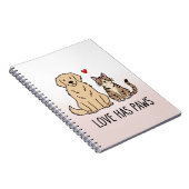 Love Has Paws | Cute Minimalist Dog and Cat Illust Notizblock (Rechte Seite)