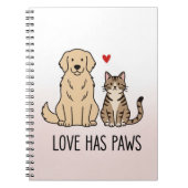 Love Has Paws | Cute Minimalist Dog and Cat Illust Notizblock (Vorderseite)