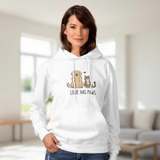 Love Has Paws - Golden Retriever und Katze Erwachs Hoodie