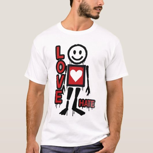 Love Hate Banksy Inspired Graphic T-Shirt (Vorderseite)
